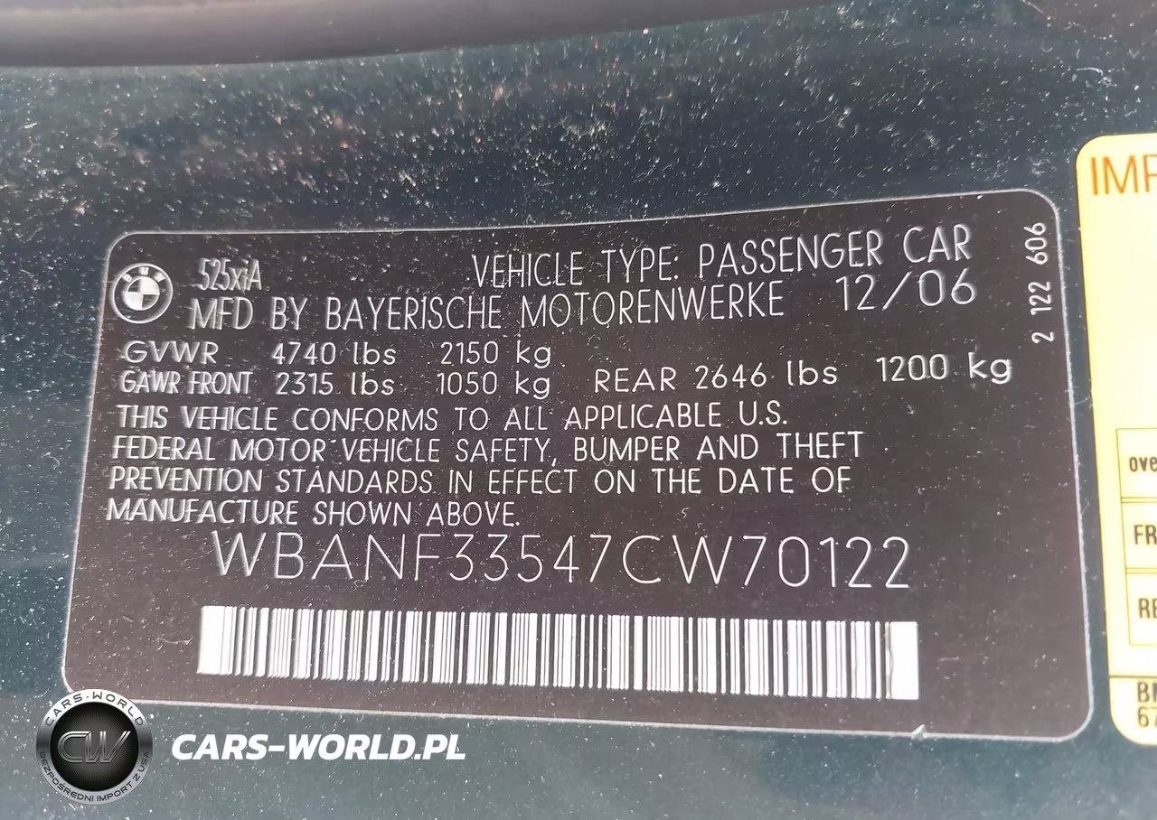 2007 BMW 525Xi VIN:WBANF33547CW70122 - 9