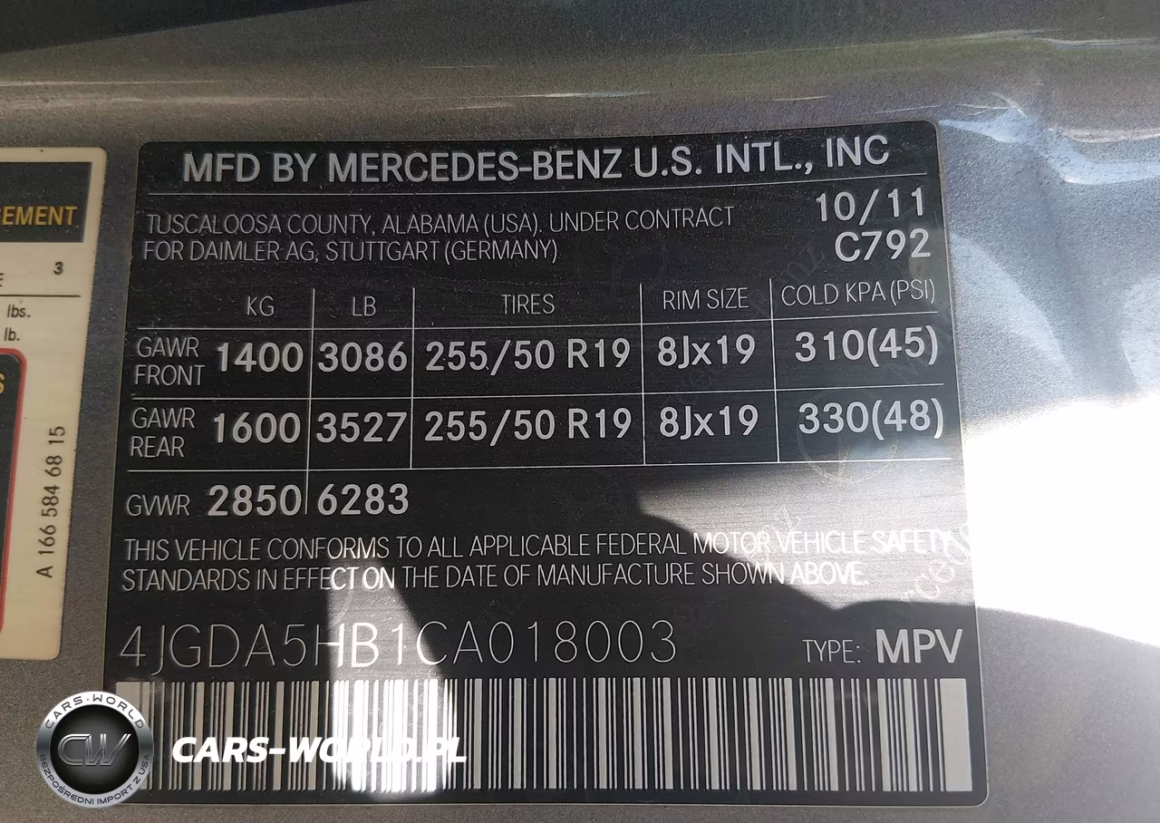 2012 Mercedes-Benz Ml 350 4Matic VIN:4JGDA5HB1CA018003 - 9
