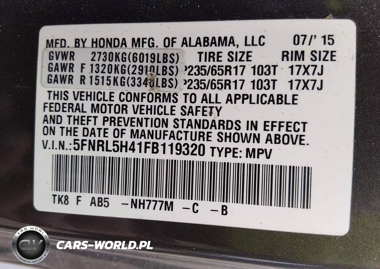 2015 Honda Odyssey Ex VIN:5FNRL5H41FB119320 - 9