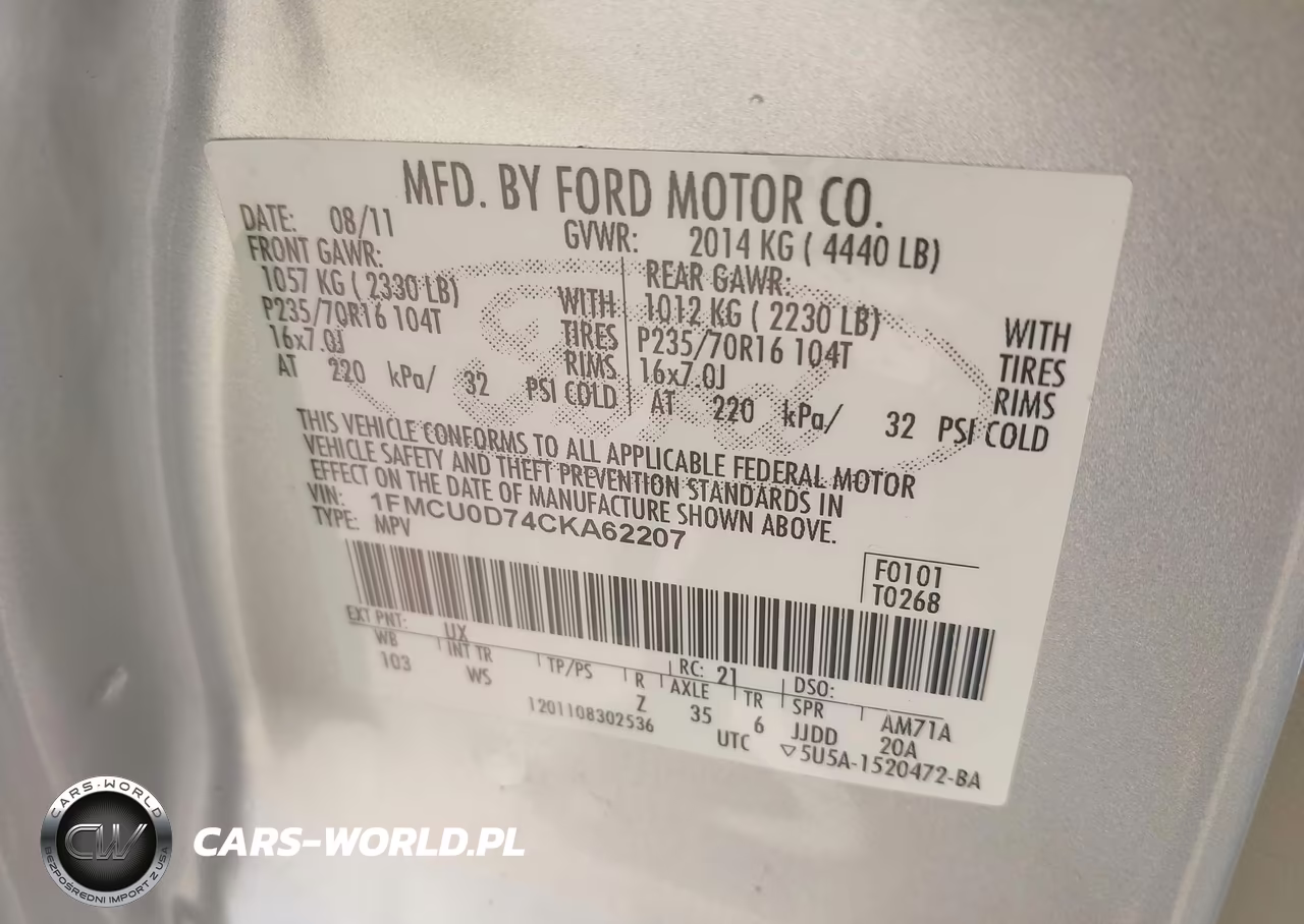 2012 Ford Escape Xlt VIN:1FMCU0D74CKA62207 - 9