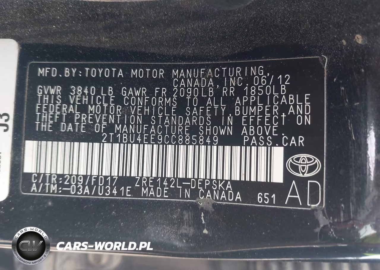 2012 Toyota Corolla S VIN:2T1BU4EE9CC885849 - 9