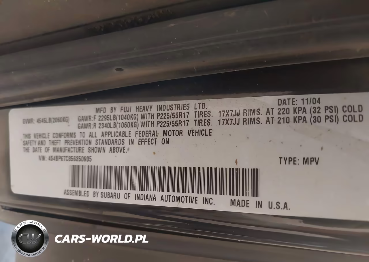 2005 Subaru Outback 2.5Xt Limited VIN:4S4BP67C856350905 - 9