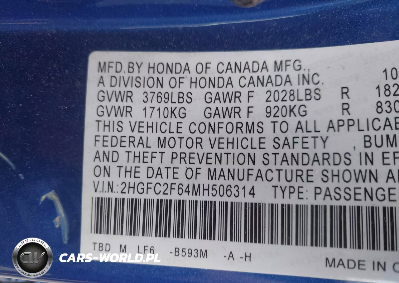 2021 Honda Civic Lx VIN:2HGFC2F64MH506314 - 9