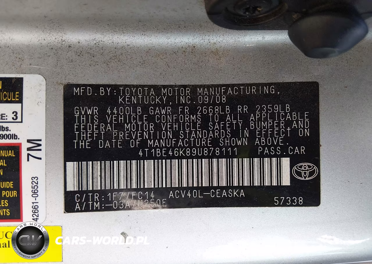 2009 Toyota Camry Se VIN:4T1BE46K89U878111 - 9