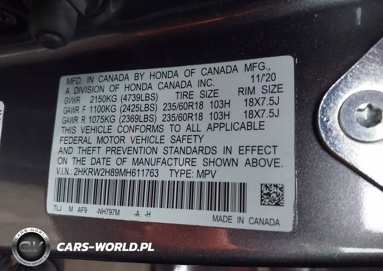 2021 Honda Cr-V Awd Ex-L VIN:2HKRW2H89MH611763 - 9