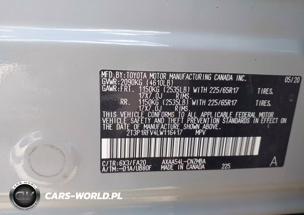 2020 Toyota Rav4 Xle VIN:2T3P1RFV4LW116417 - 9