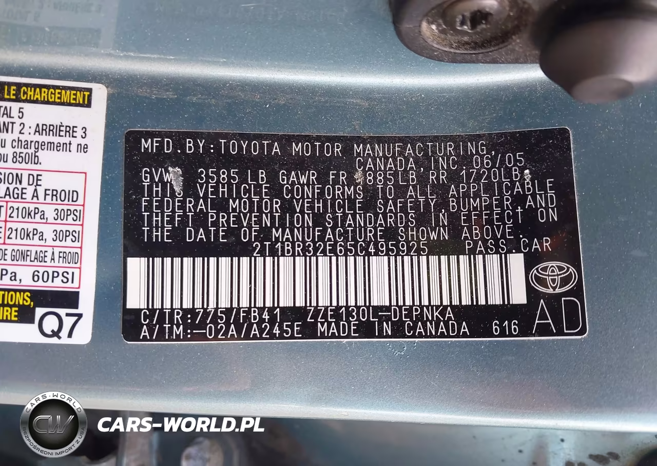 2005 Toyota Corolla Le VIN:2T1BR32E65C495925 - 9