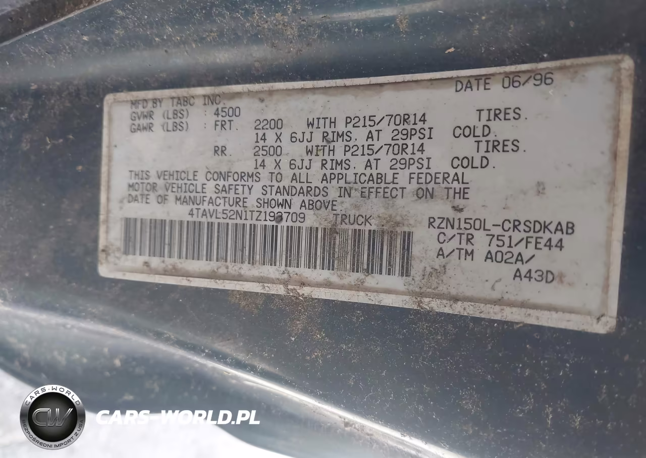 1996 Toyota Tacoma Xtracab VIN:4TAVL52N1TZ193709 - 9