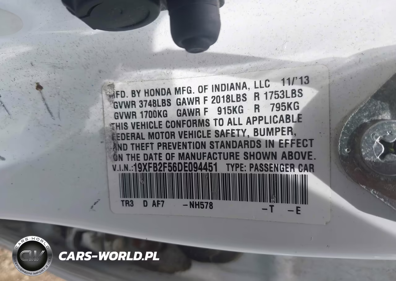 2013 Honda Civic Lx VIN:19XFB2F56DE094451 - 9