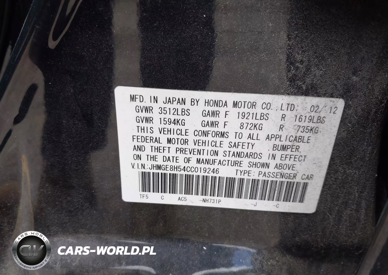 2012 Honda Fit Sport VIN:JHMGE8H54CC019246 - 9