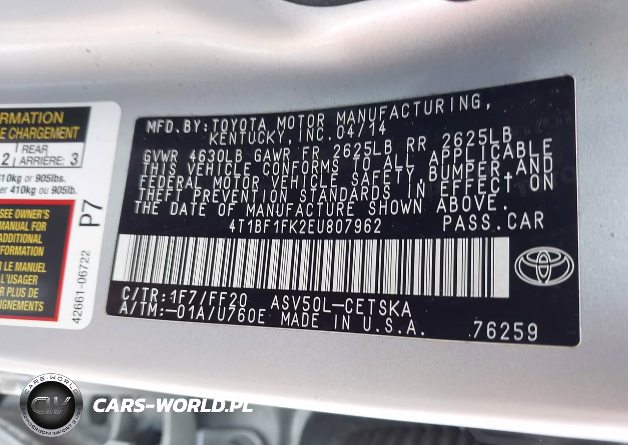 2014 Toyota Camry Se VIN:4T1BF1FK2EU807962 - 9