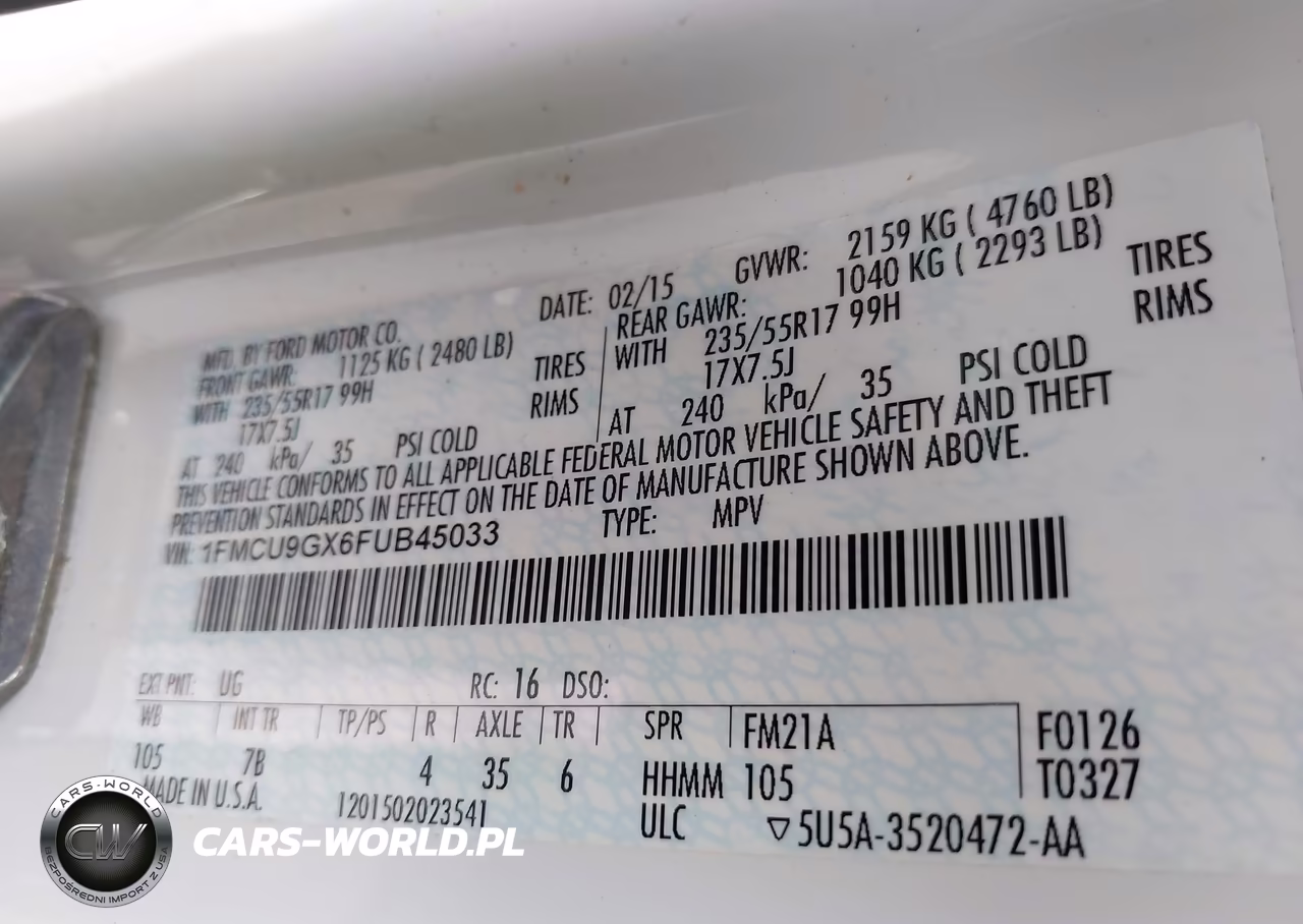 2015 Ford Escape Se VIN:1FMCU9GX6FUB45033 - 9