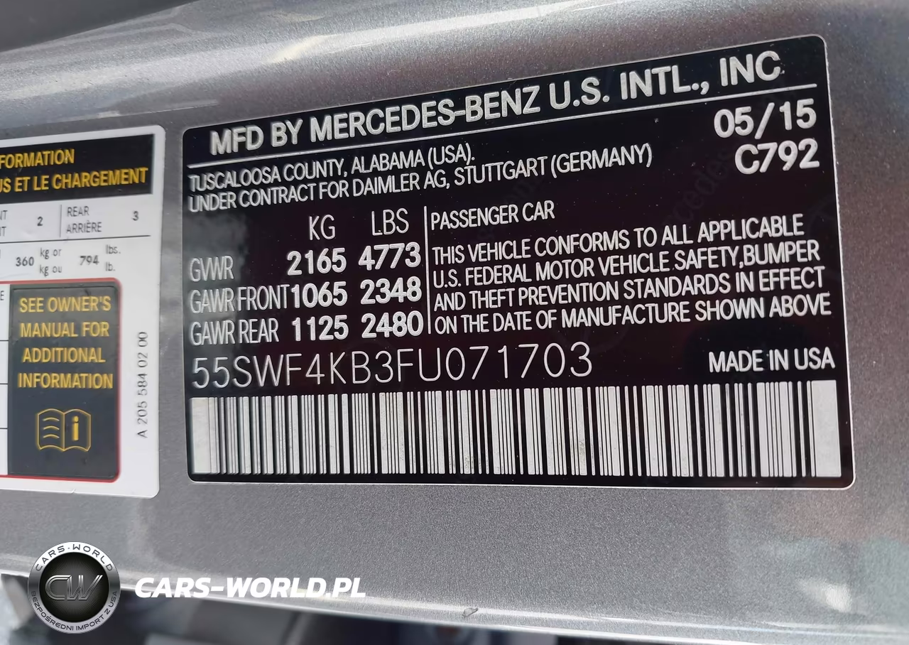 2015 Mercedes-Benz C 300 4Matic VIN:55SWF4KB3FU071703 - 9