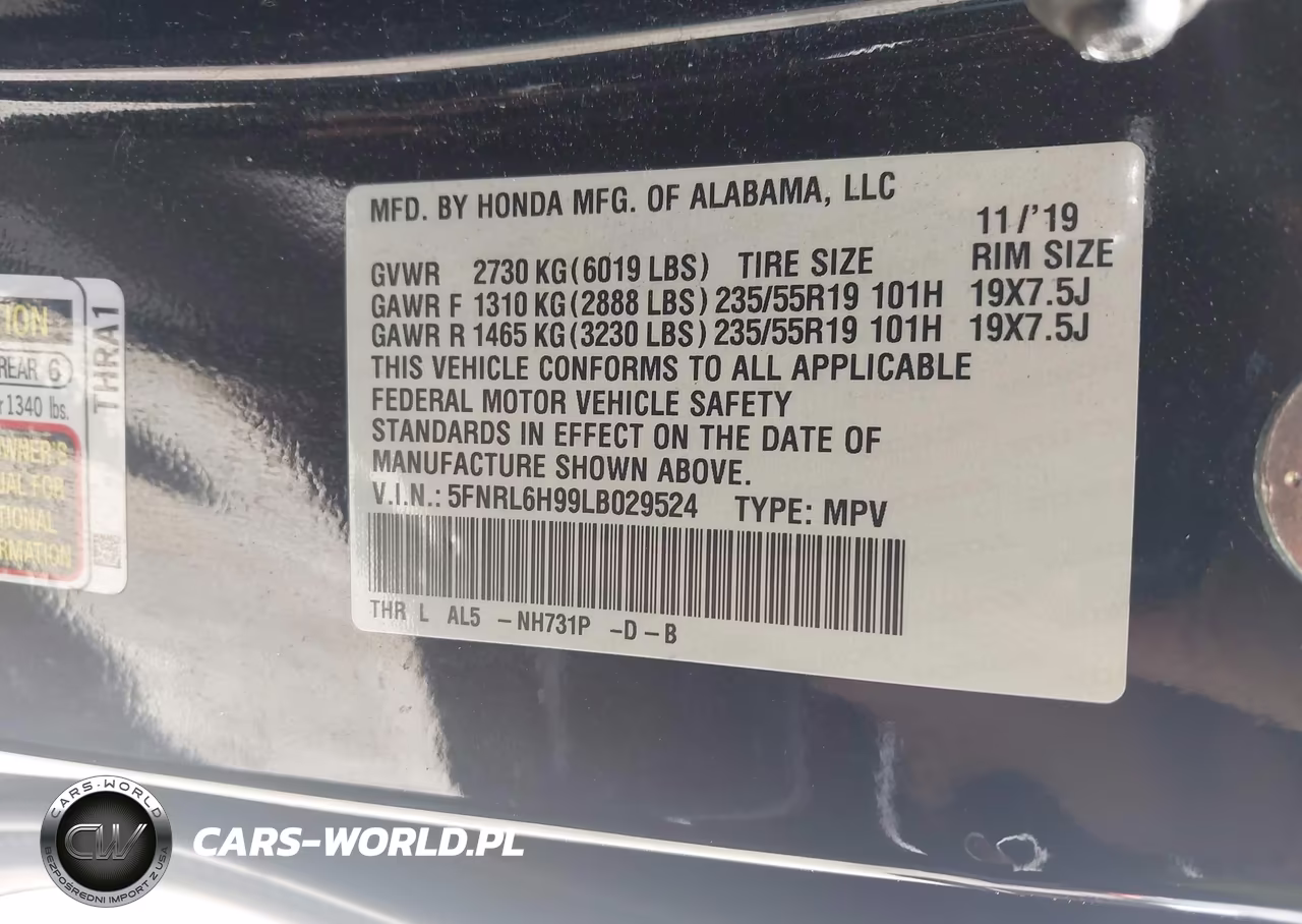 2020 Honda Odyssey Elite VIN:5FNRL6H99LB029524 - 9