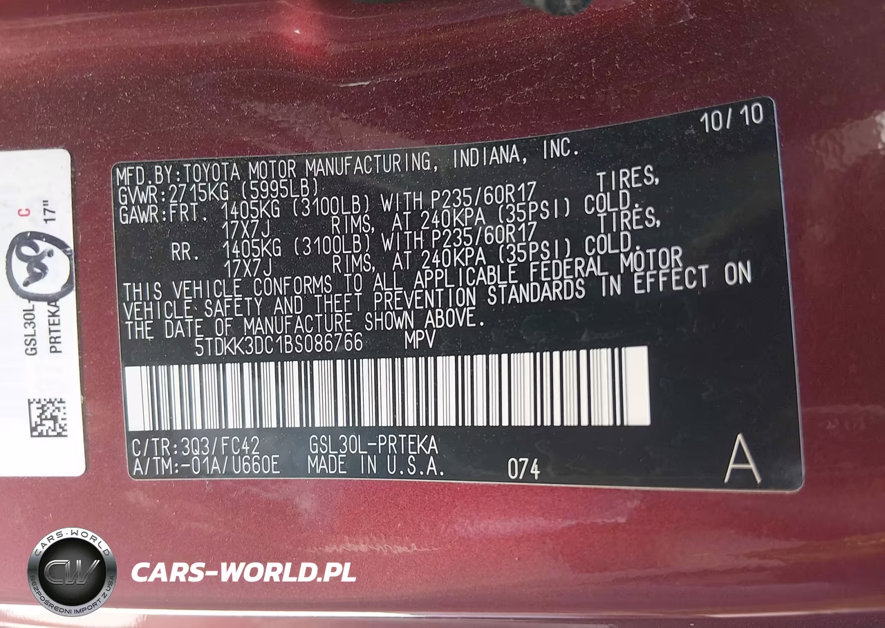 2011 Toyota Sienna Le V6 VIN:5TDKK3DC1BS086766 - 9