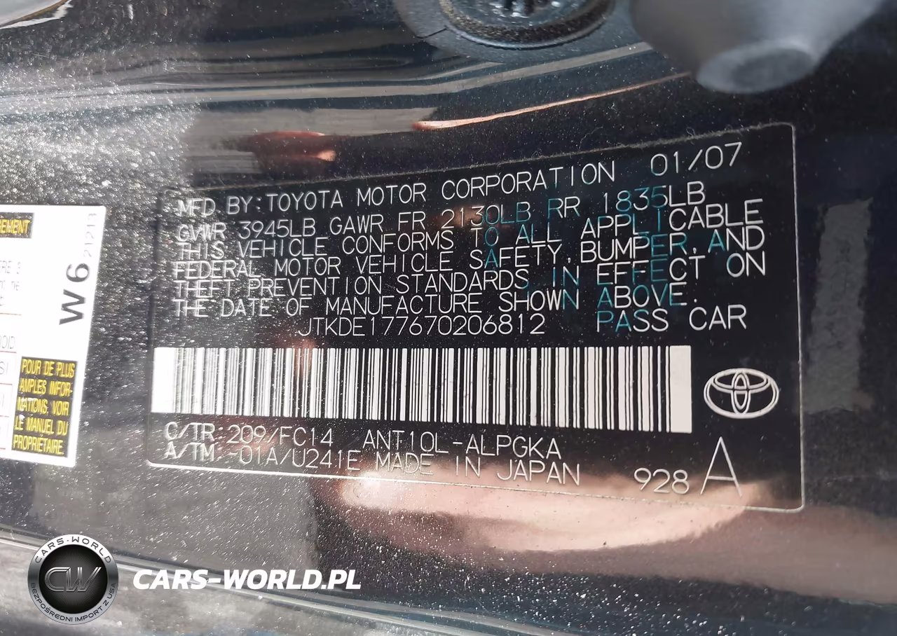 2007 Scion Tc VIN:JTKDE177670206812 - 9