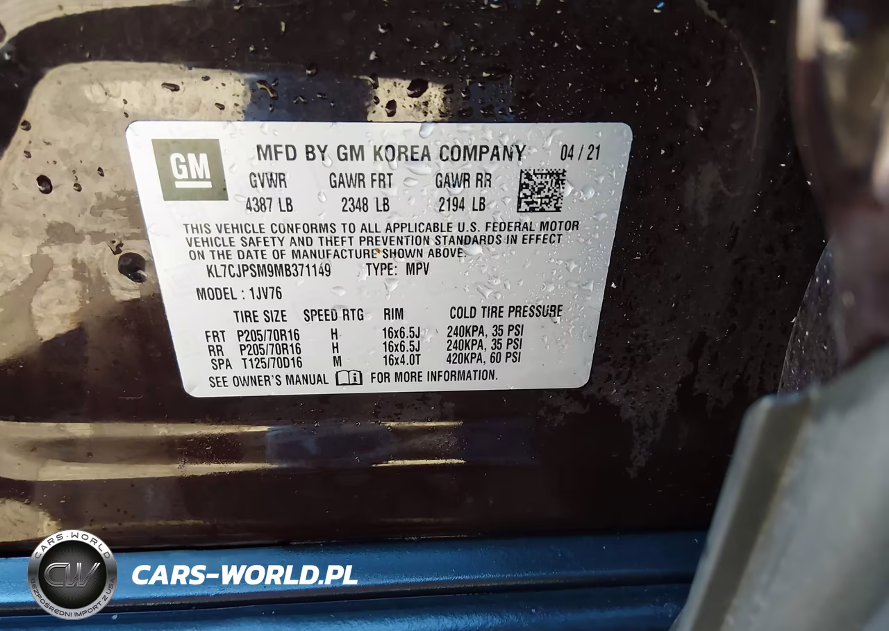 2021 Chevrolet Trax Awd Lt VIN:KL7CJPSM9MB371149 - 9