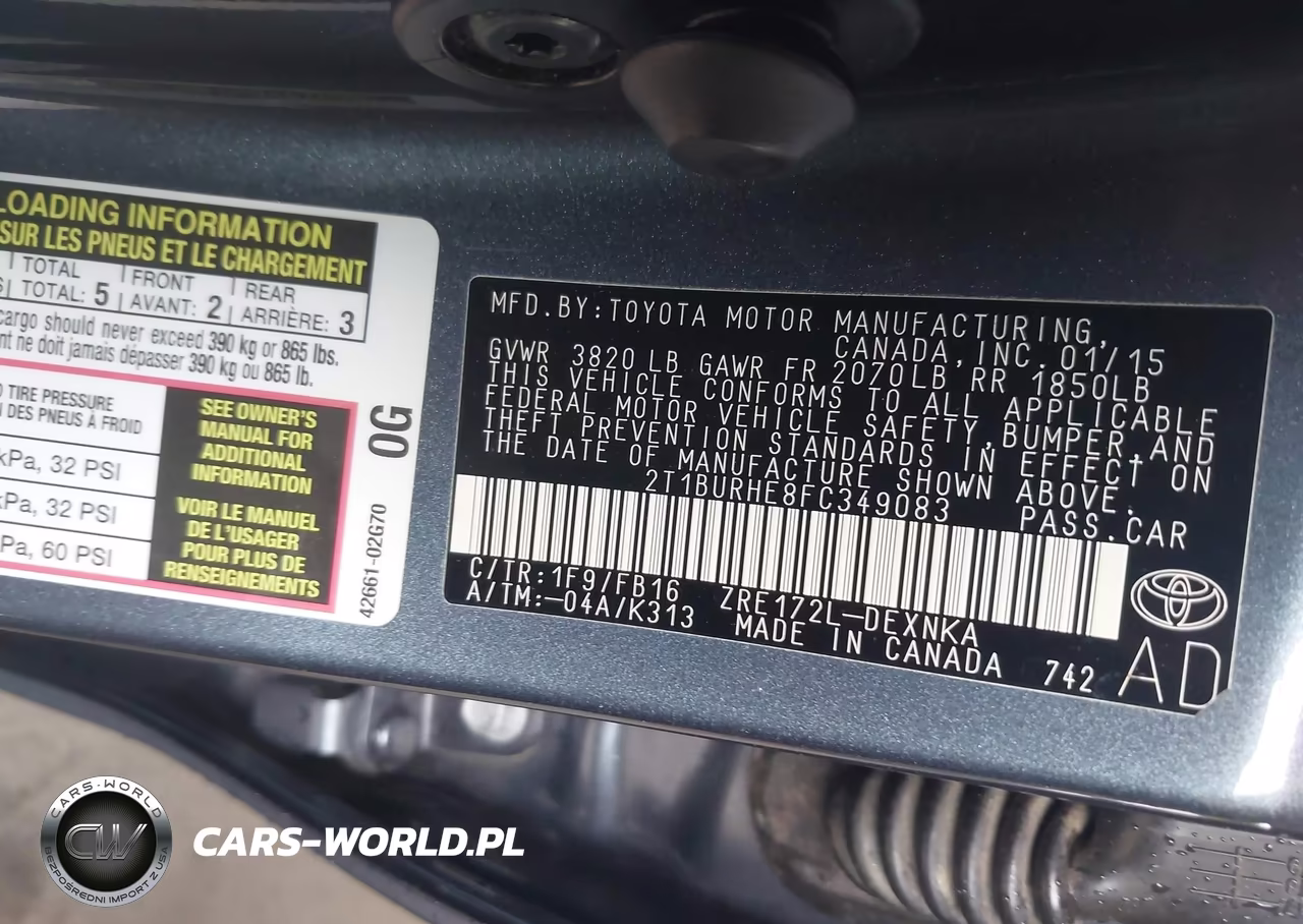 2015 Toyota Corolla Le VIN:2T1BURHE8FC349083 - 9