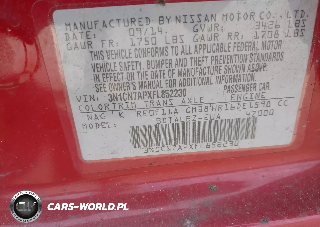 2015 Nissan Versa 1.6 Sv VIN:3N1CN7APXFL852230 - 9
