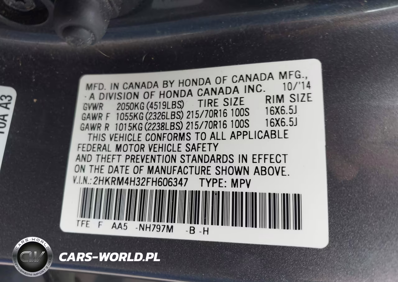 2015 Honda Cr-V Lx VIN:2HKRM4H32FH606347 - 9