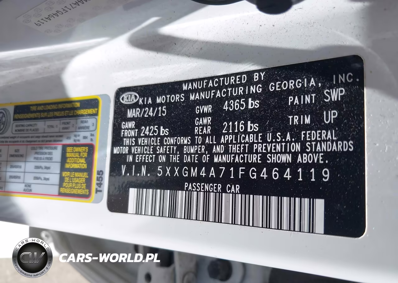 2015 Kia Optima Lx VIN:5XXGM4A71FG464119 - 9