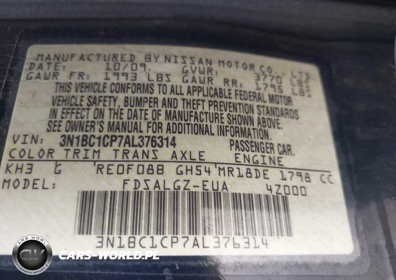 2010 Nissan Versa 1.8Sl VIN:3N1BC1CP7AL376314 - 9