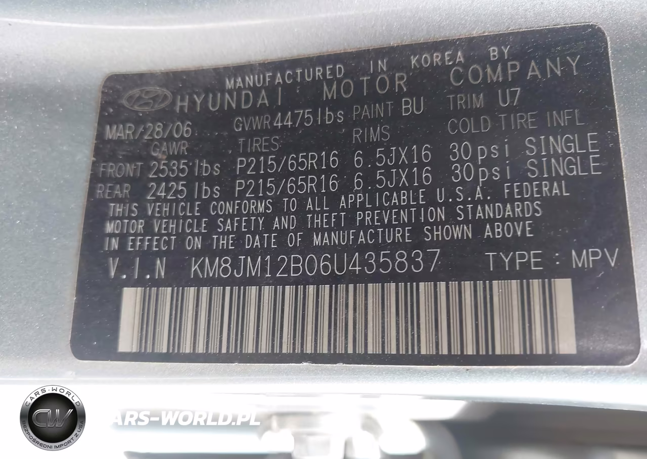 2006 Hyundai Tucson Gl VIN:KM8JM12B06U435837 - 9
