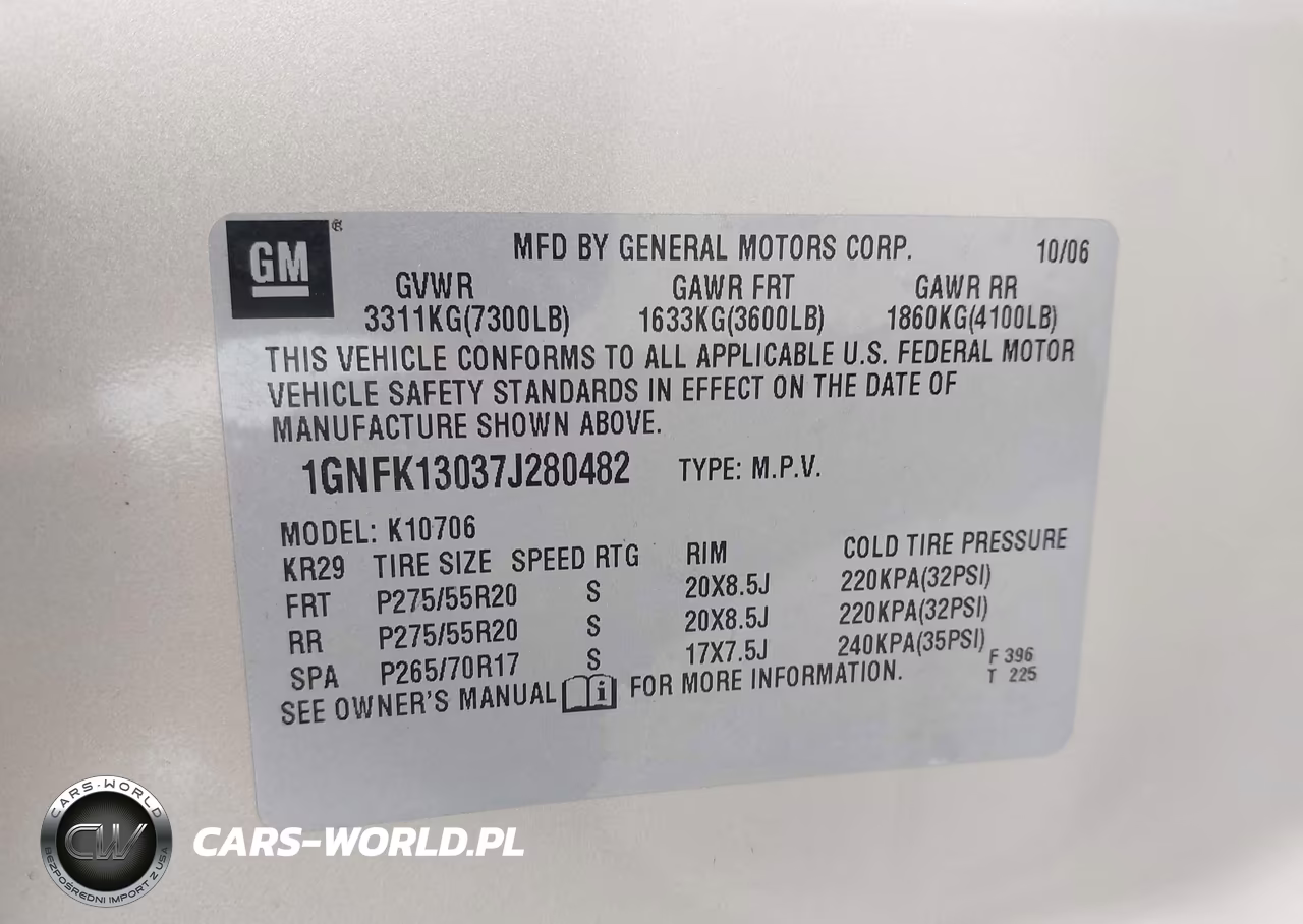 2007 Chevrolet Tahoe Ltz VIN:1GNFK13037J280482 - 9