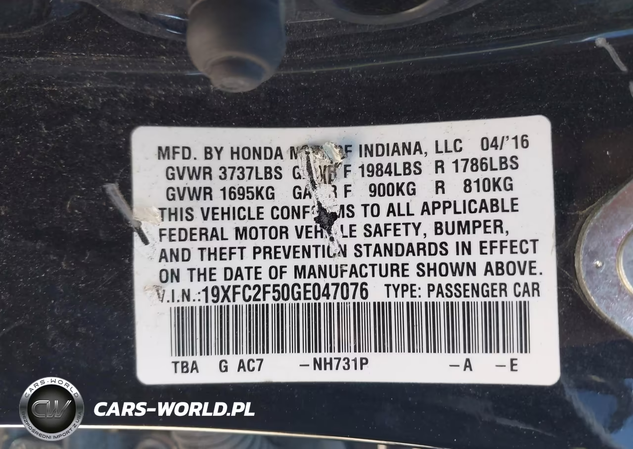 2016 Honda Civic Lx VIN:19XFC2F50GE047076 - 9