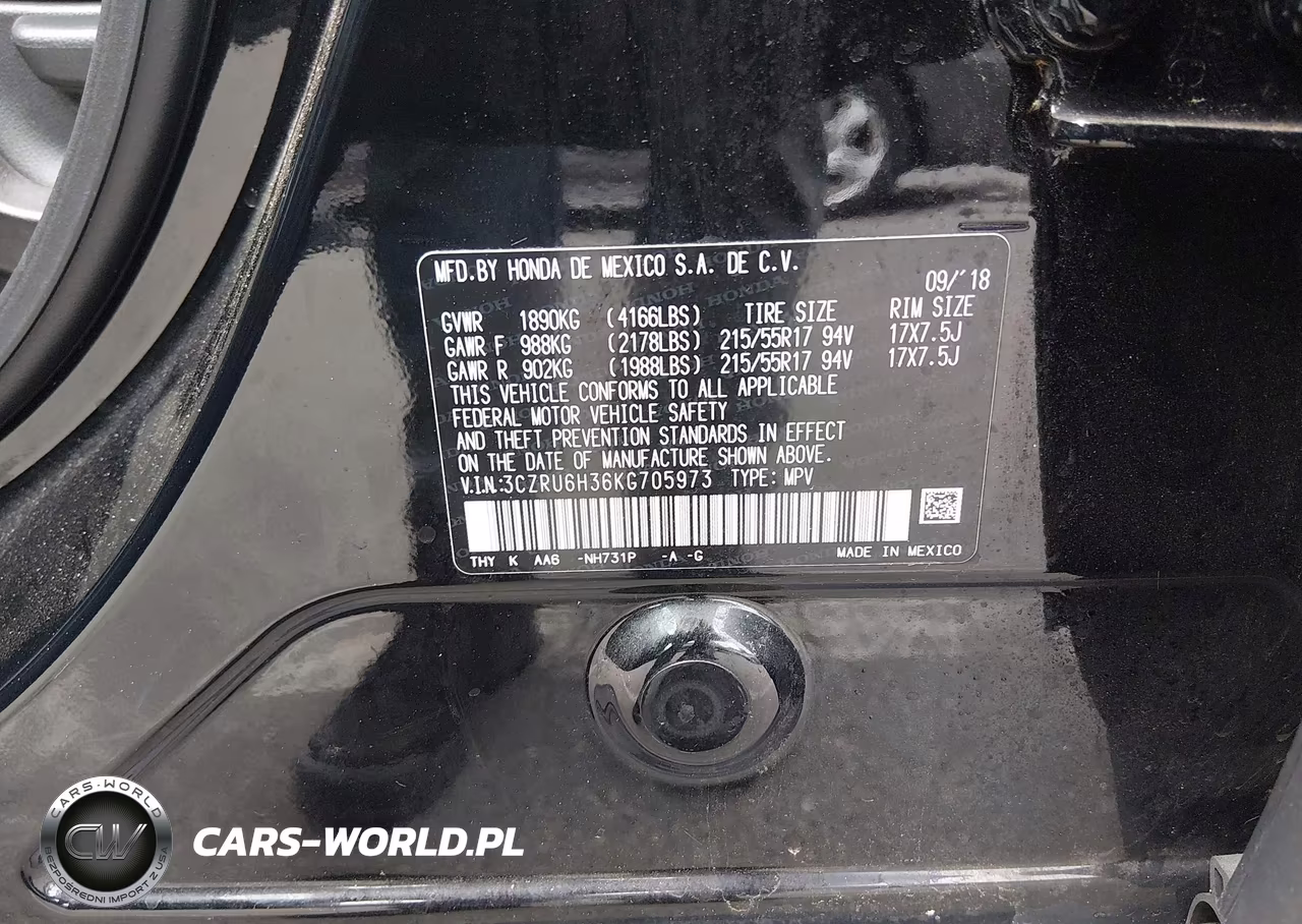 2019 Honda Hr-V Lx VIN:3CZRU6H36KG705973 - 9