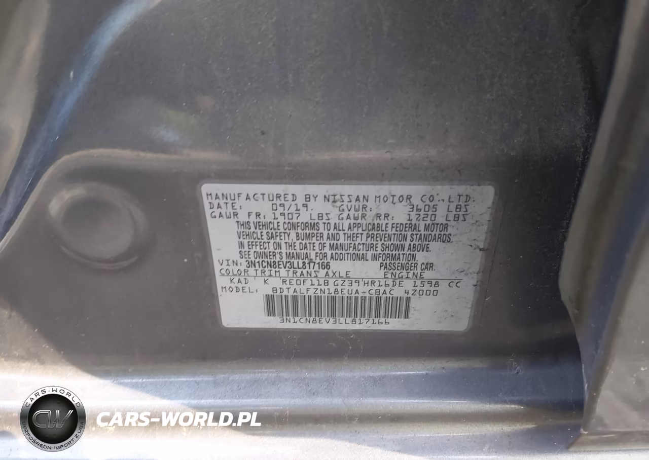 2020 Nissan Versa Sv Xtronic Cvt VIN:3N1CN8EV3LL817166 - 9