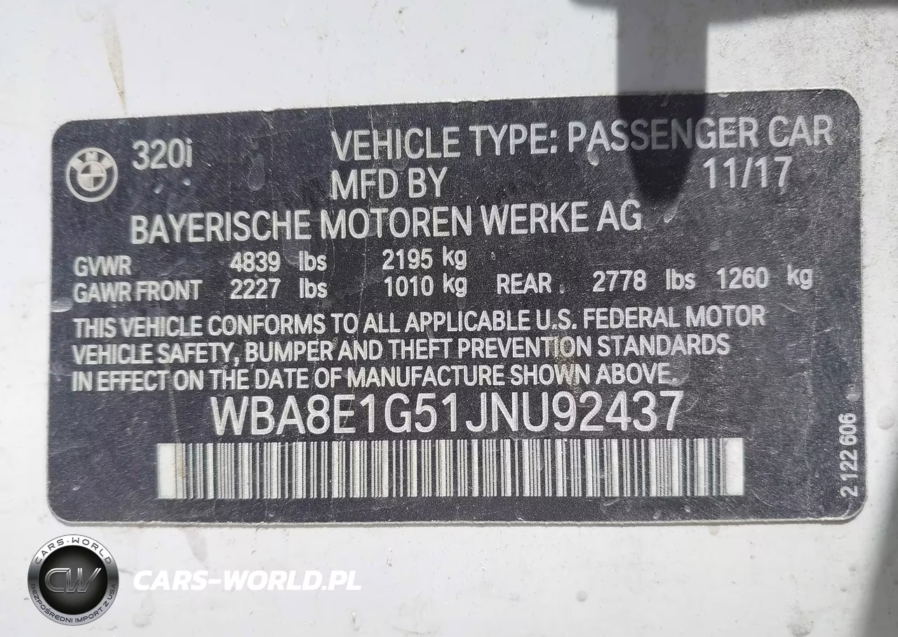 2018 BMW 320I VIN:WBA8E1G51JNU92437 - 9
