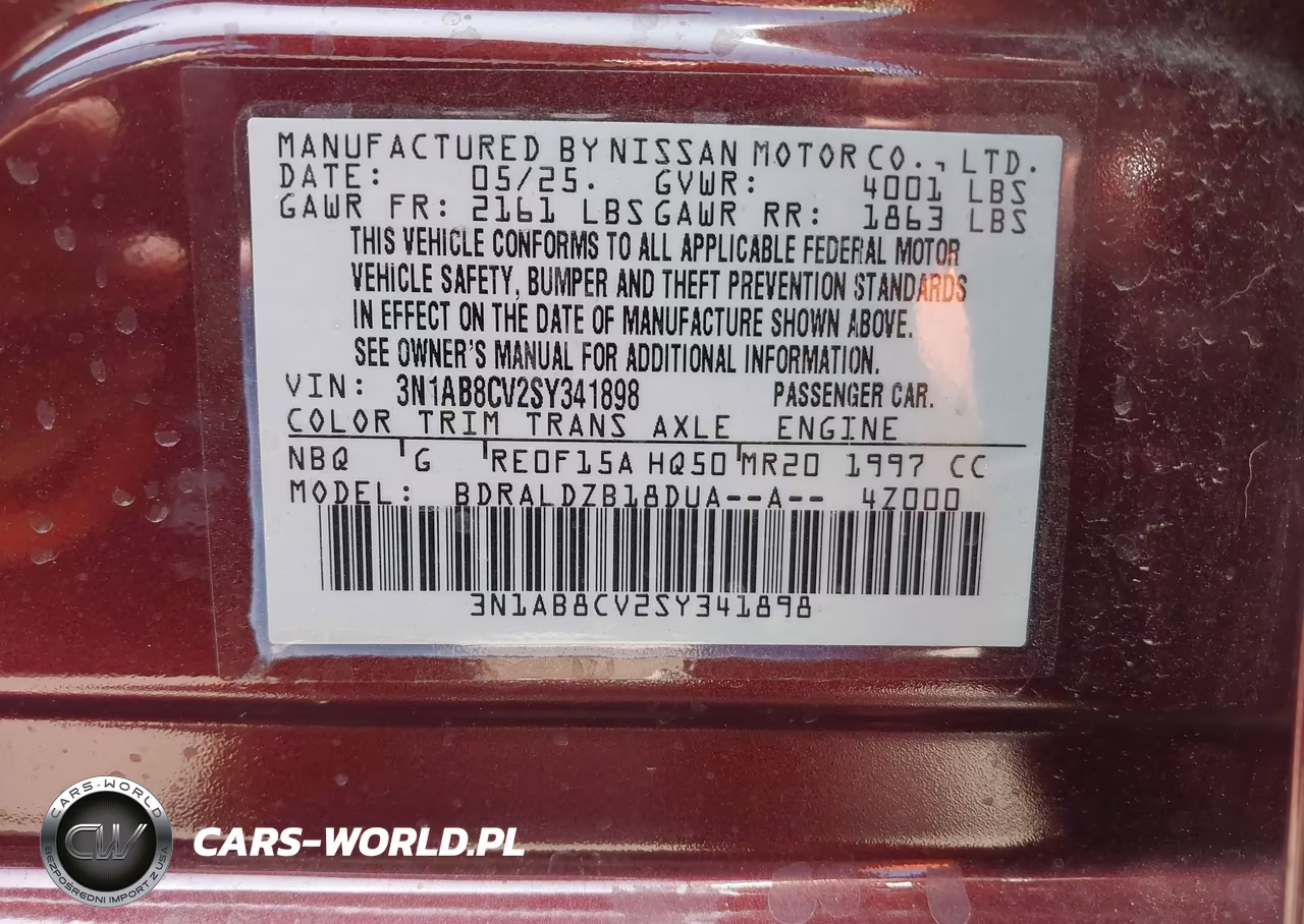2025 Nissan Sentra Sv VIN:3N1AB8CV2SY341898 - 9