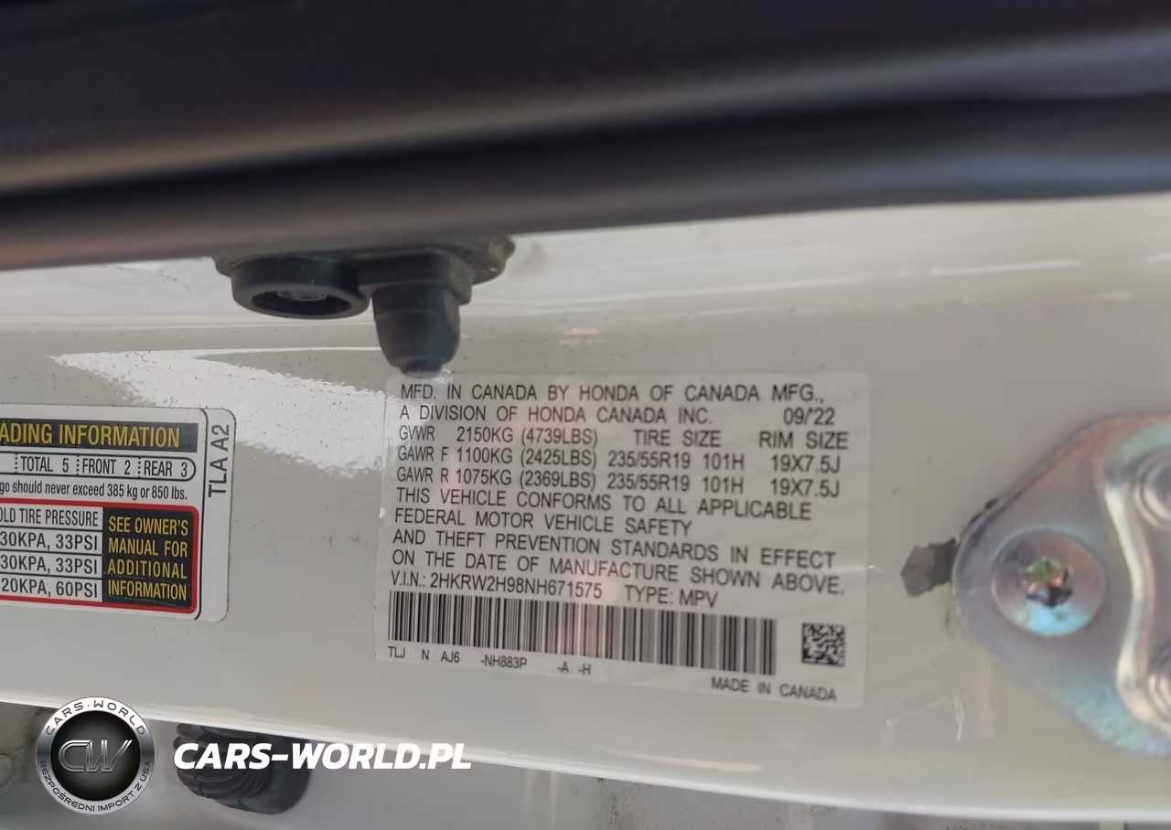 2022 Honda Cr-V Awd Touring VIN:2HKRW2H98NH671575 - 9