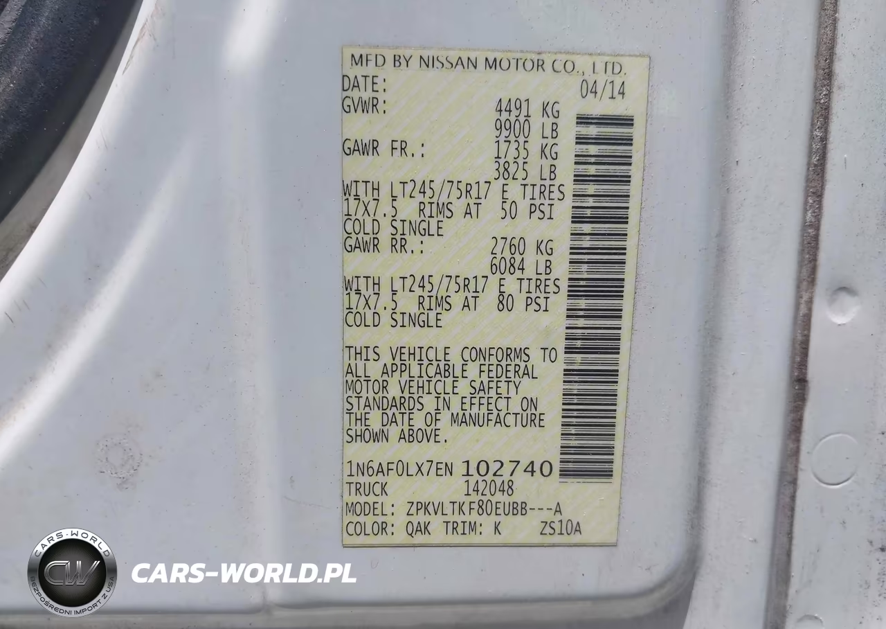 2014 Nissan Nv Cargo Nv3500 Hd Sv V8 VIN:1N6AF0LX7EN102740 - 9