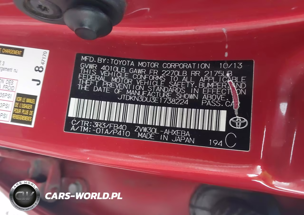 2014 Toyota Prius Two VIN:JTDKN3DU3E1738224 - 9