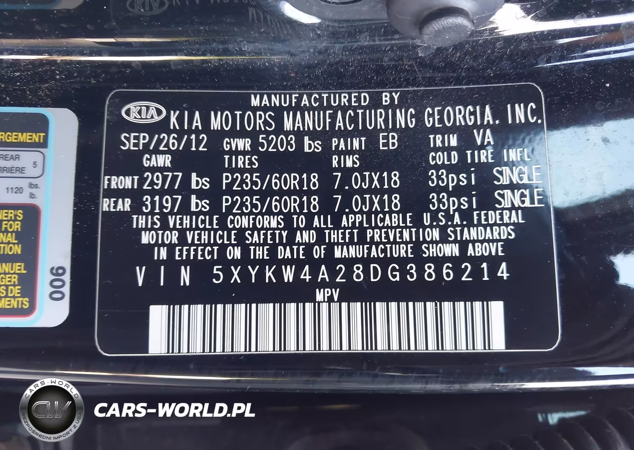 2013 Kia Sorento Sx VIN:5XYKW4A28DG386214 - 9