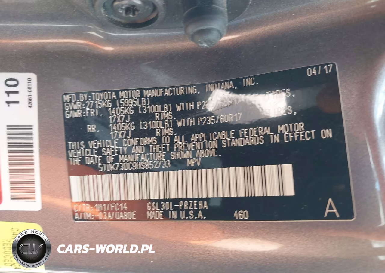 2017 Toyota Sienna Le 8 Passenger VIN:5TDKZ3DC9HS852733 - 9
