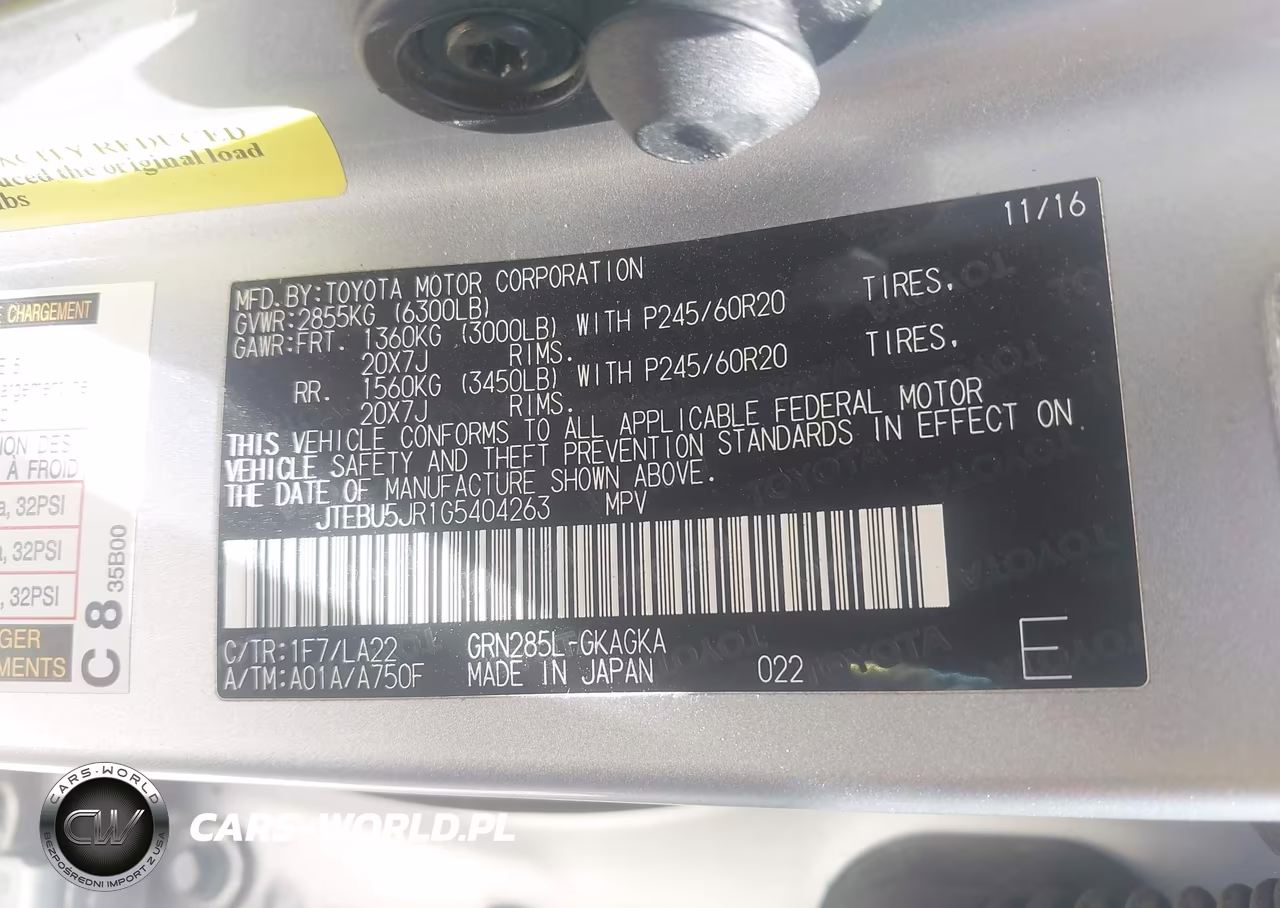 2016 Toyota 4Runner Limited VIN:JTEBU5JR1G5404263 - 9