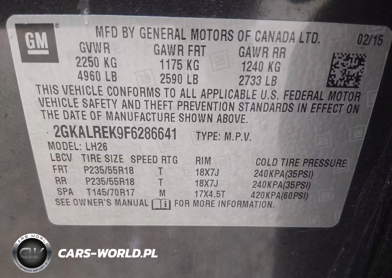 2015 GMC Terrain Sle-2 VIN:2GKALREK9F6286641 - 9