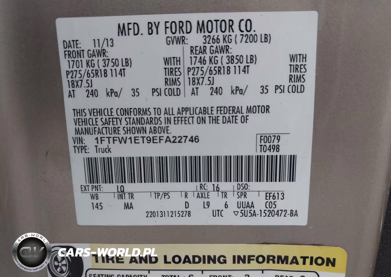 2014 Ford F-150 Xlt VIN:1FTFW1ET9EFA22746 - 9
