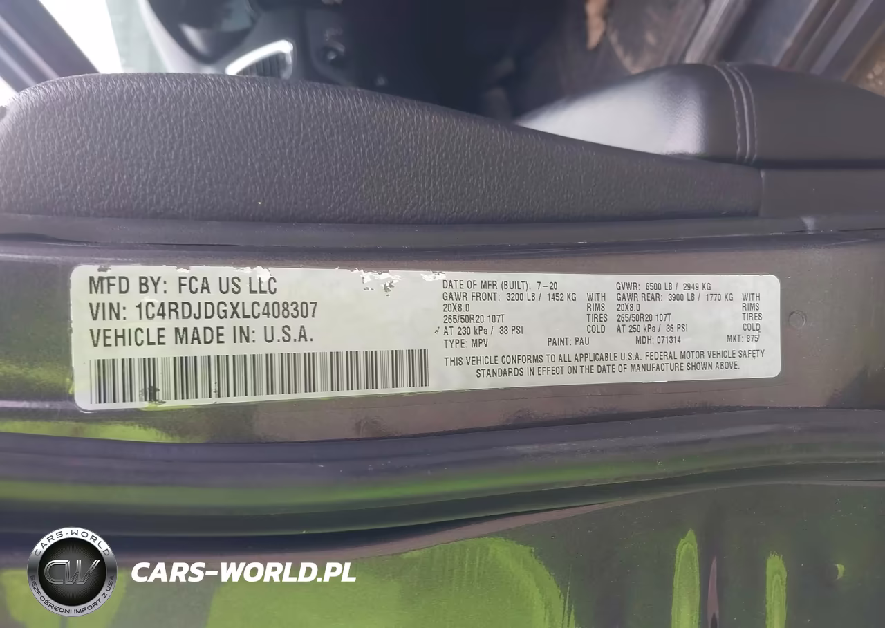 2020 Dodge Durango Gt Plus Awd VIN:1C4RDJDGXLC408307 - 9
