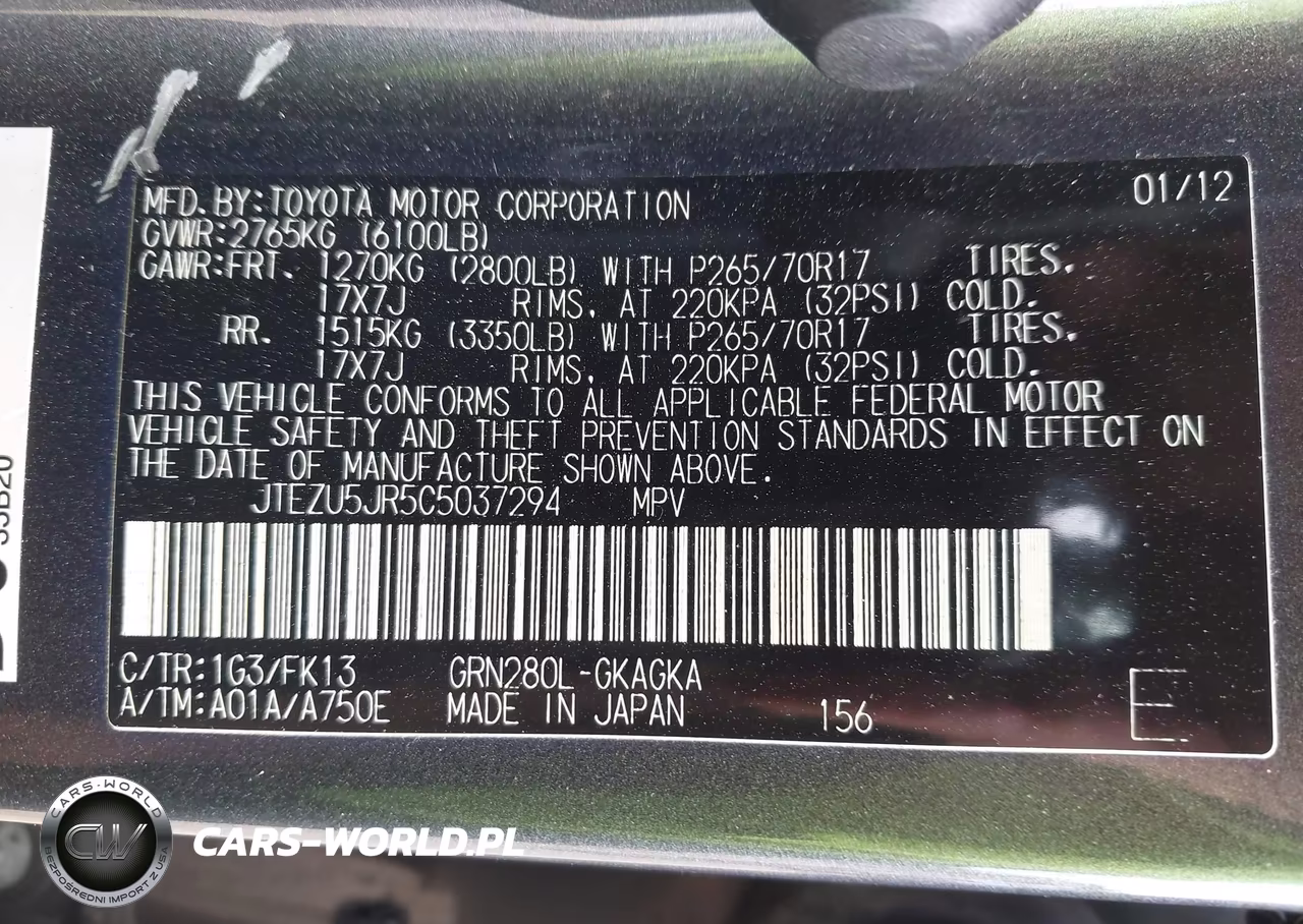 2012 Toyota 4Runner Sr5 VIN:JTEZU5JR5C5037294 - 9