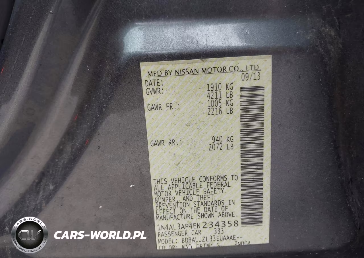 2014 Nissan Altima 2.5 Sv VIN:1N4AL3AP4EN234358 - 9