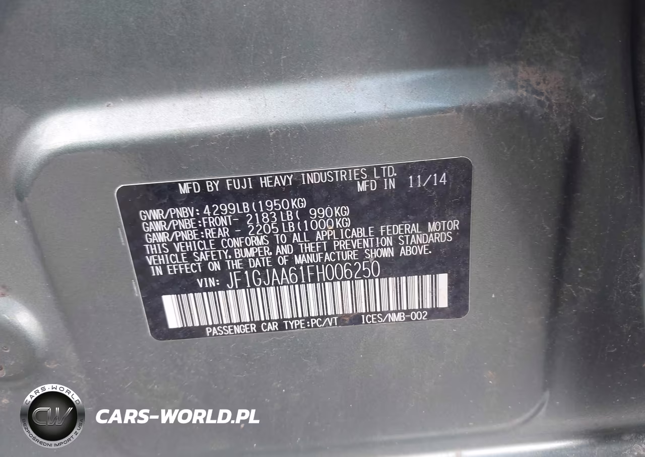 2015 Subaru Impreza 2.0I VIN:JF1GJAA61FH006250 - 9