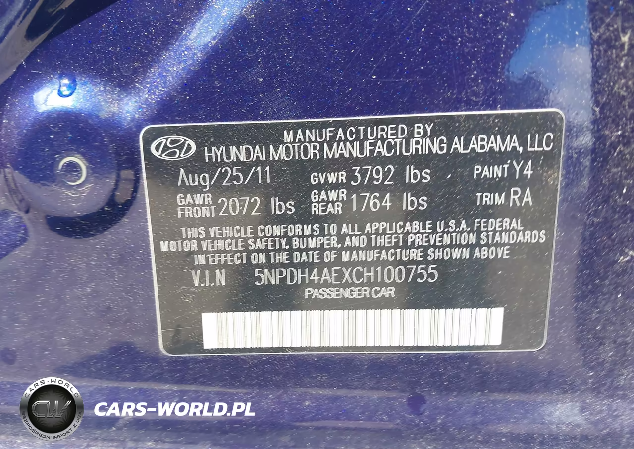 2012 Hyundai Elantra Gls VIN:5NPDH4AEXCH100755 - 9