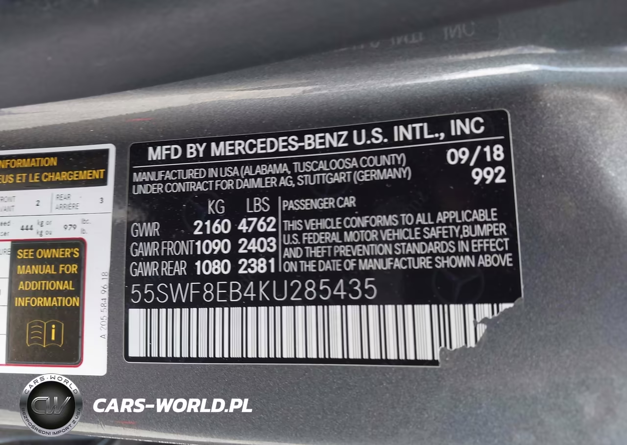 2019 Mercedes-Benz C 300 4Matic VIN:55SWF8EB4KU285435 - 9