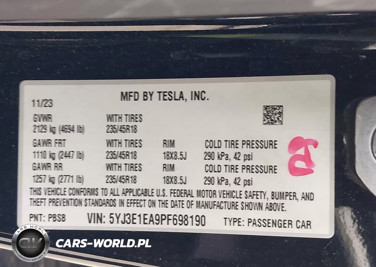 2023 Tesla Model 3 Rear-Wheel Drive VIN:5YJ3E1EA9PF698190 - 9