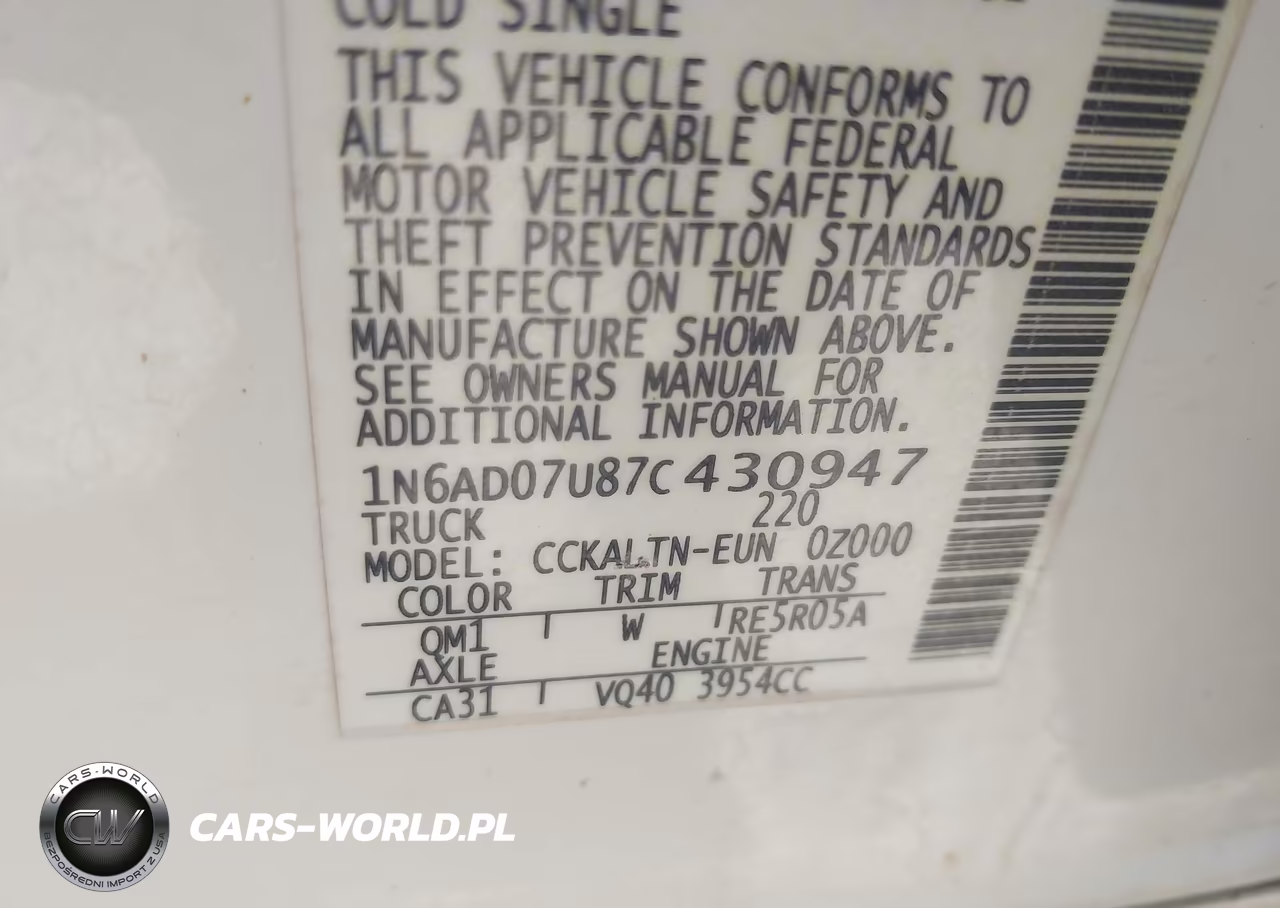 2007 Nissan Frontier Se VIN:1N6AD07U87C430947 - 9