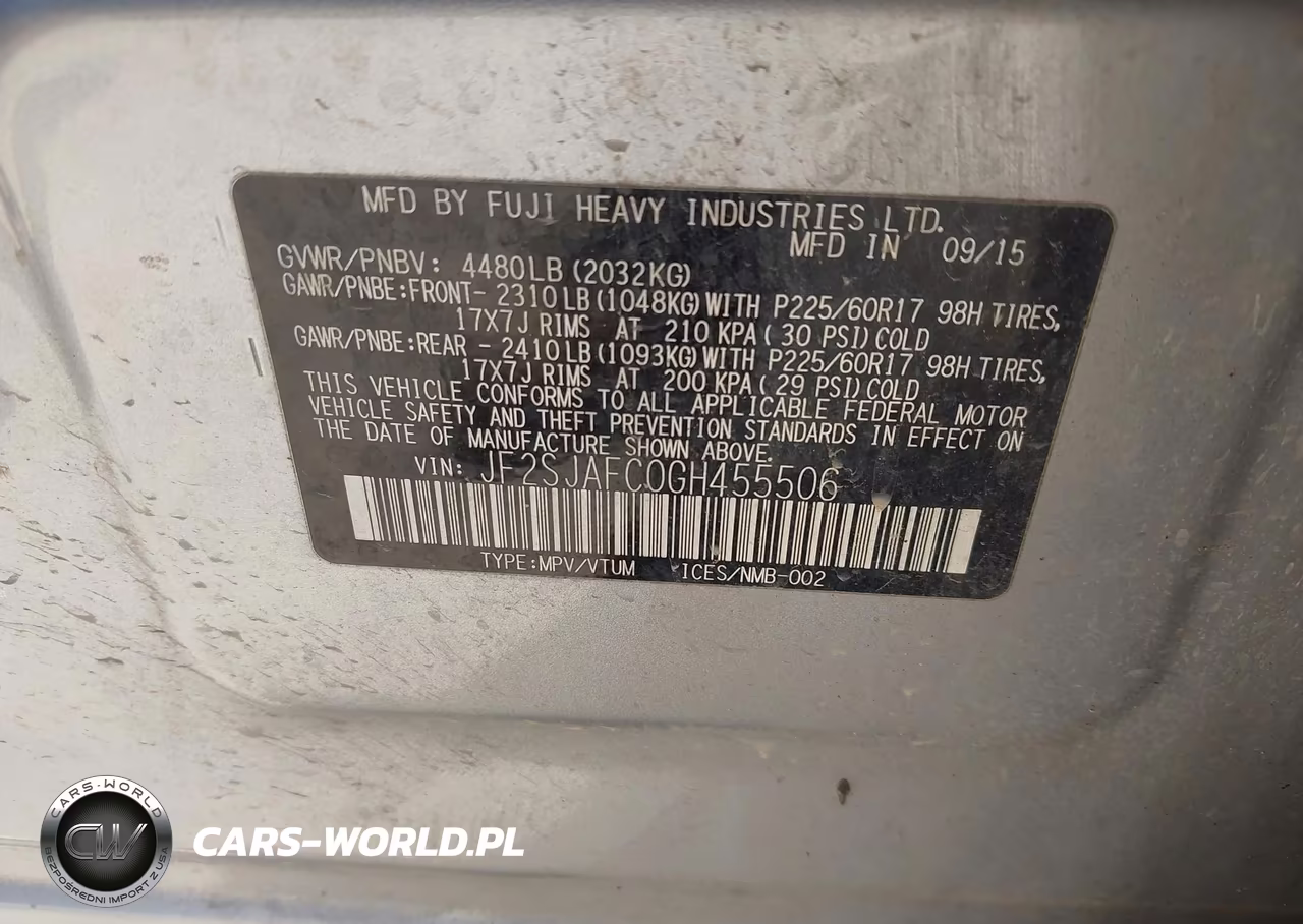 2016 Subaru Forester 2.5I Premium VIN:JF2SJAFC0GH455506 - 9